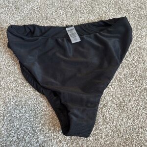 GOOD AMERICAN Sculpt Good Waist Black Ribbed Bikini Bottom Sz XL